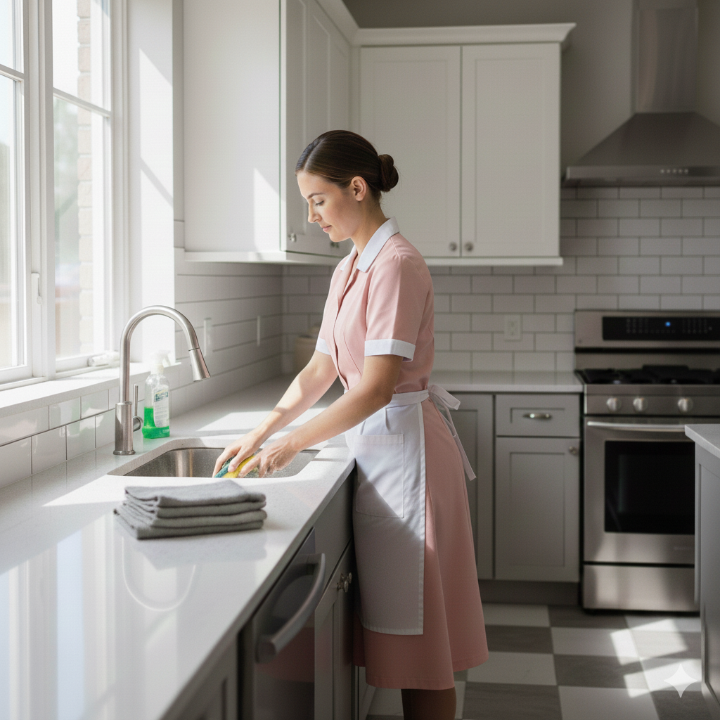 Agent d'entretien Propre & Efficace effectuant un ménage à domicile de qualité